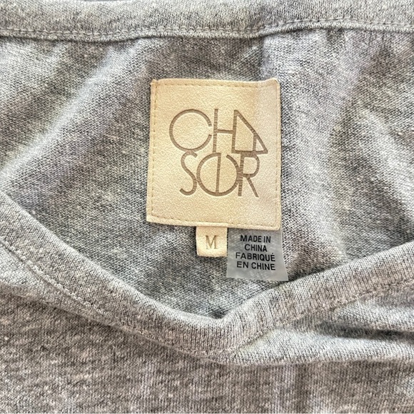 NWOT CHASER Gray Triblend Jersey Cropped Flutter Sleeve Open Neck Tee - Picture 3 of 7